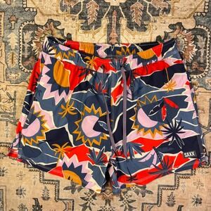 SAXX Oh Buoy 2N1 Swim Shorts Men Large Tropical Sun Palm DropTemp BallPark Pouch